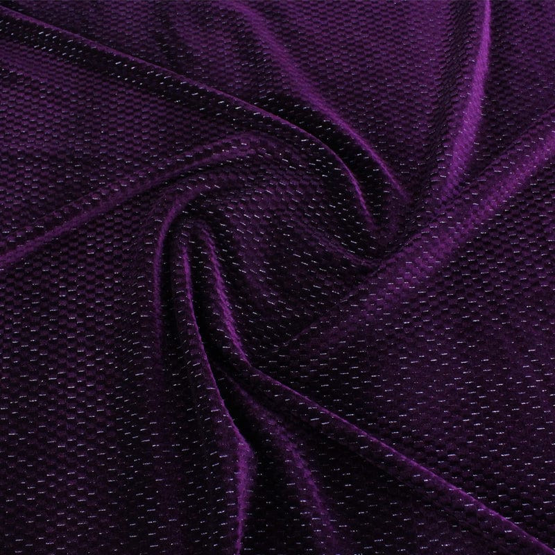 VELVET Dress Fabrics Plum Jacquard Metallic Velvet Fabric 150cm (7263415140441)