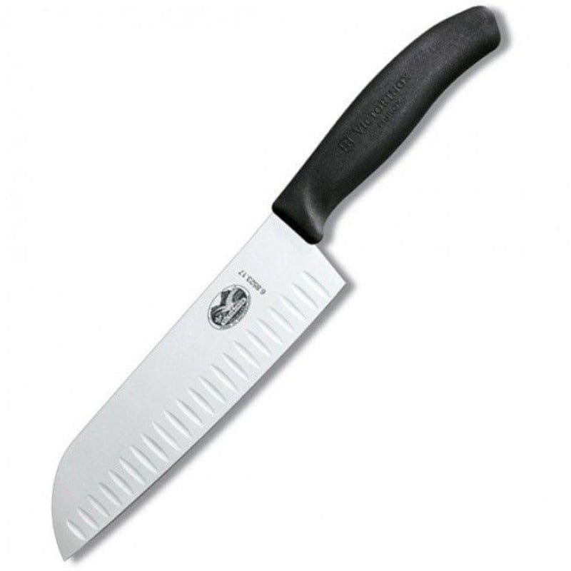 Victorinox Knife Victorinox Fluted Santoku Knife, 17cm Black V6.8523.17B (6650993279065)