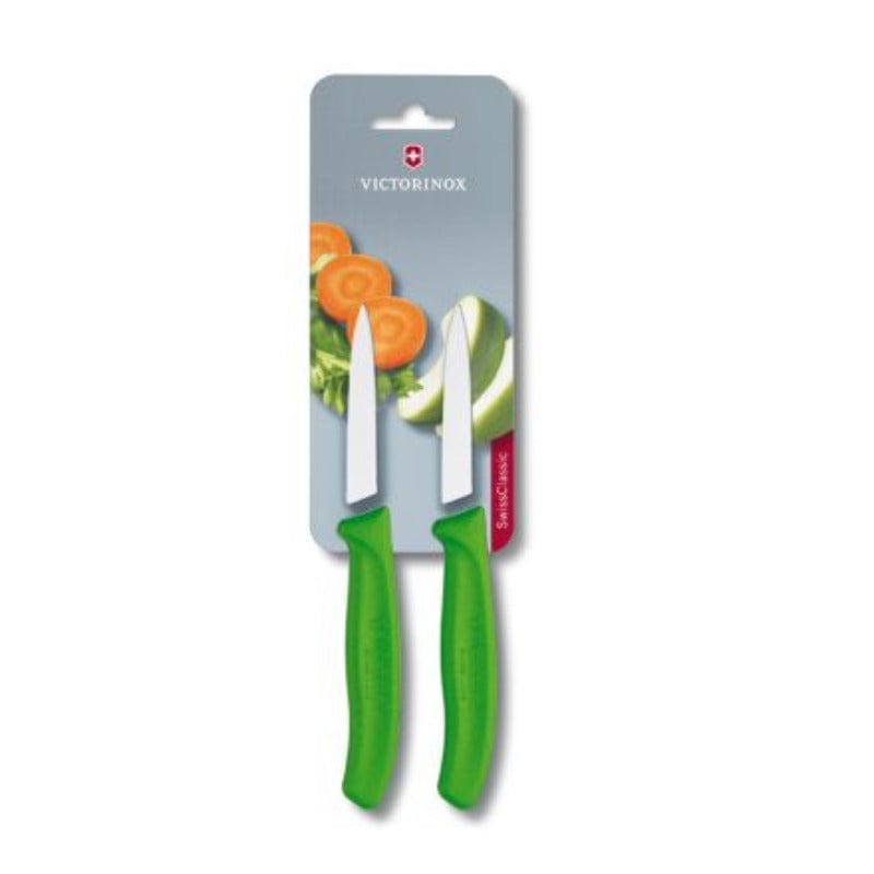 Victorinox Knife Victorinox Swiss Classic 2 Piece Paring Knives Plain Green 8cm V6.7606.L114B (7282296520793)