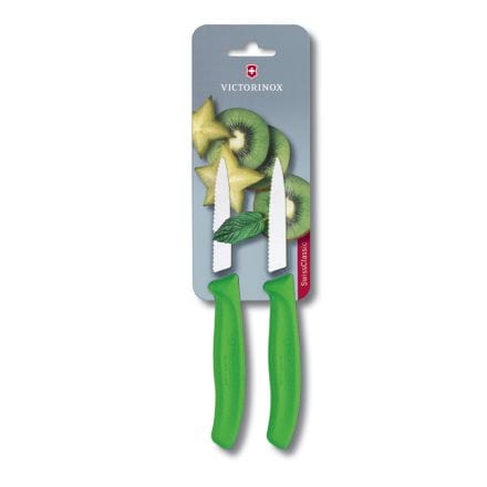 Victorinox Knife Victorinox Swiss Classic 2 Piece Paring Knives Serrated Green 8cm V6.7636.L114B (7282352390233)