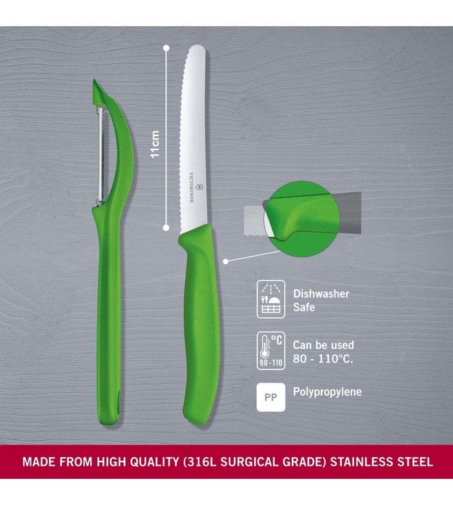 Victorinox Knife Victorinox Swiss Classic Paring Knife Set Universal Peeler 2 Piece Light Green (7281660330073)