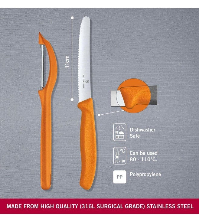 Victorinox Knife Victorinox Swiss Classic Paring Knife Set Universal Peeler 2 Piece Light Orange (7281671831641)