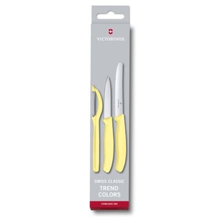 Victorinox Knife Victorinox Swiss Classic Trend Colours Paring Knife Set Universal Peeler 3 Piece Light Yellow (7281683431513)