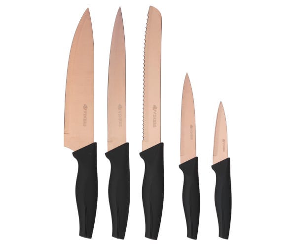 Viners CUTLERY Viners Opulence Rose Gold Knife Block 5 Piece VN0305183 (7255840325721)