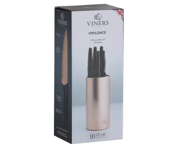 Viners CUTLERY Viners Opulence Rose Gold Knife Block 5 Piece VN0305183 (7255840325721)