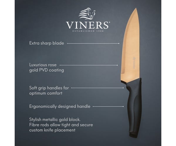 Viners CUTLERY Viners Opulence Rose Gold Knife Block 5 Piece VN0305183 (7255840325721)