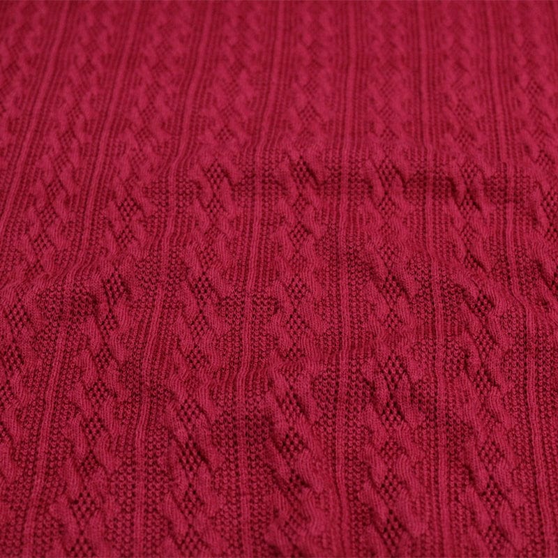 WINTER FABRIC dress fabric Jacquard Cable Knit Fabric Red 150 cm (6562295742553)