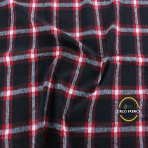 WINTER FABRIC Dress Forms Woolen Checks Fabric Alps Red 140cm (7061564948569)