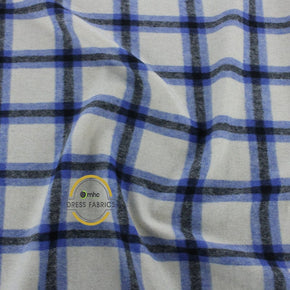 WINTER FABRIC Woolen Check Fabric Alps Blue 140cm (7061564751961)