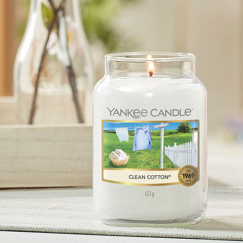  Yankee Candle Large Jar Candle Clean Cotton : Home & Kitchen