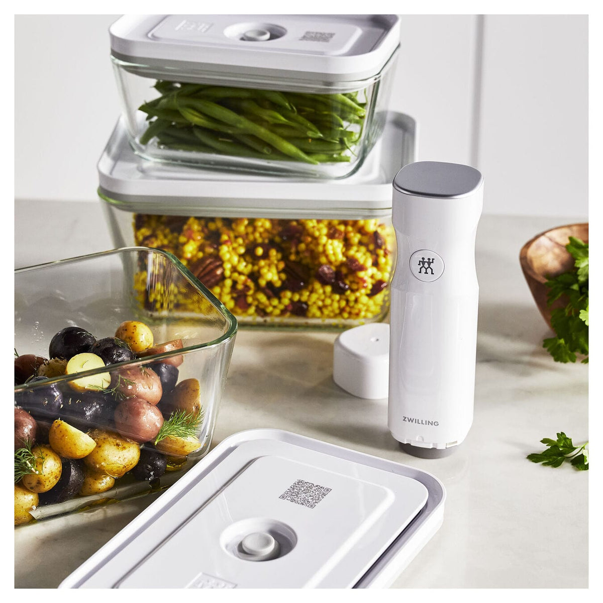 Zwilling Dish Glass Zwilling Fresh & Save Vacuum Starter Pack Borosilicate Glass 7 Piece White (7042284748889)